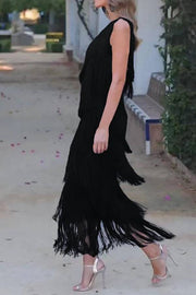 Off-Shoulder Elegant Fringe Dress