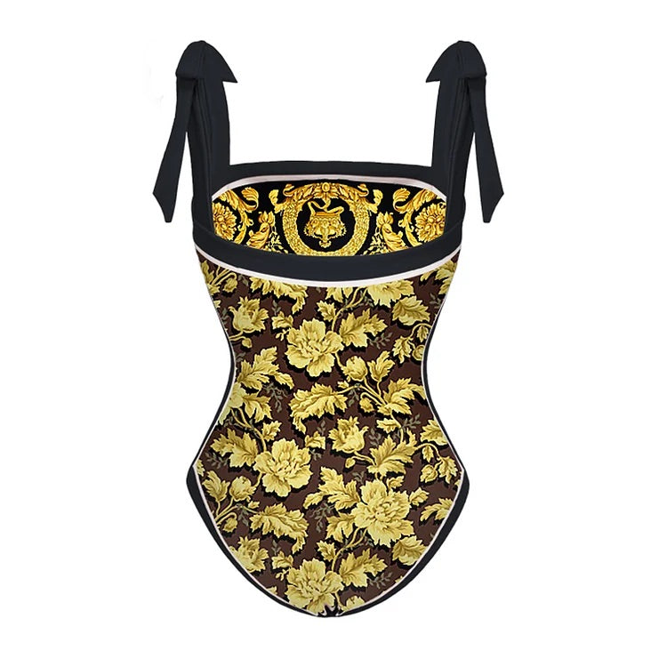 swimgirls Wendbarer Badeanzug mit Schleife und Schulterschnürung, einteilig, und Sarong 