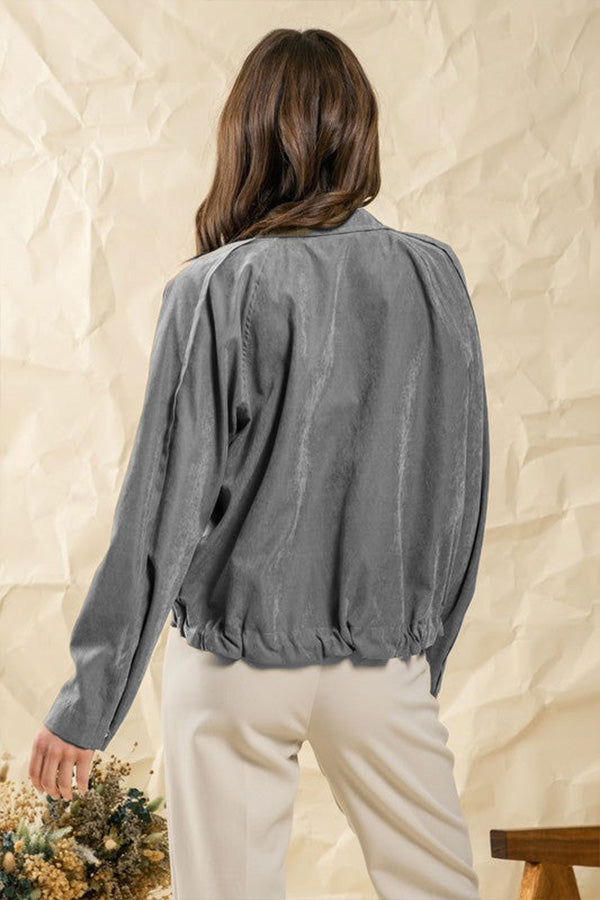 Veste midi à revers à carreaux brossés, plusieurs boutons et deux poches 