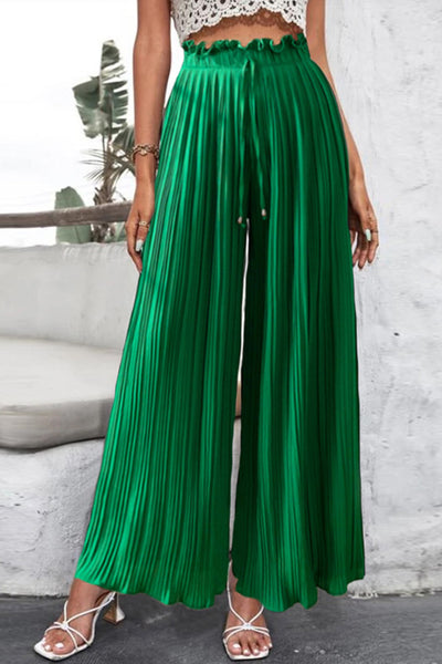 High Waist Casual Pants Drape Pleated Wide Leg Trousers