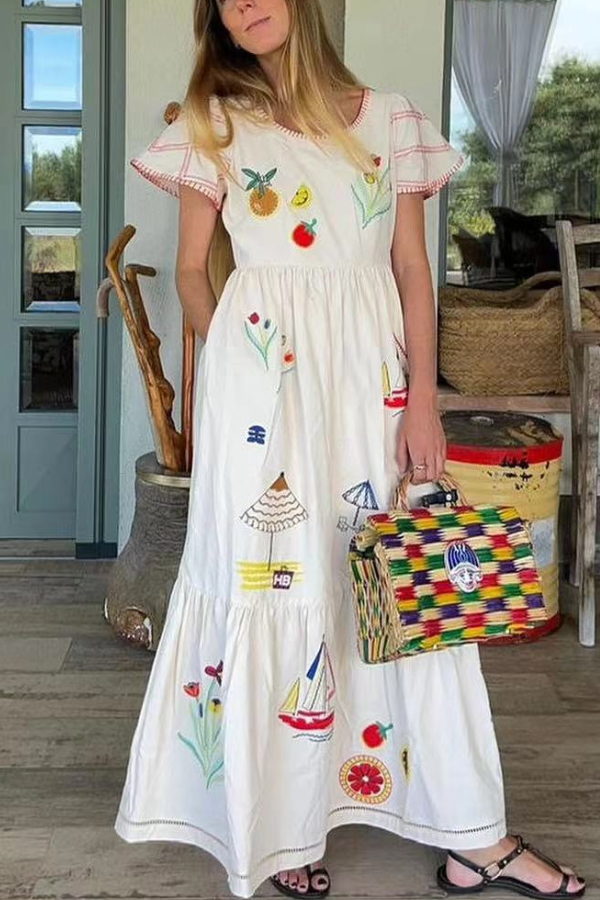 Langes Kleid mit Street Fashion-Print