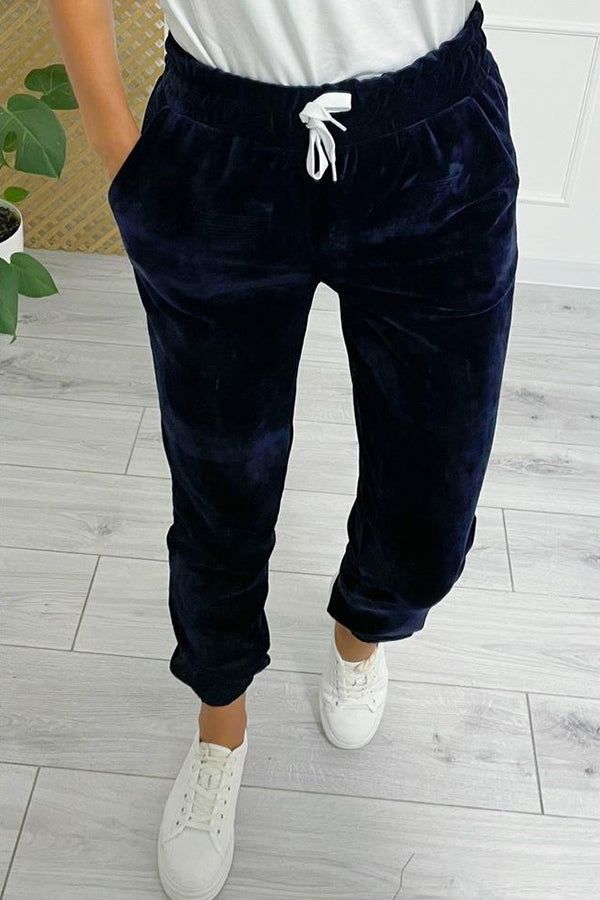 Pantalon décontracté en cachemire coréen pour femme avec ceinture élastique 