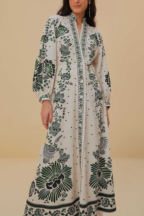 Einzigartiges Maxikleid mit Knopfleiste und langen Ärmeln