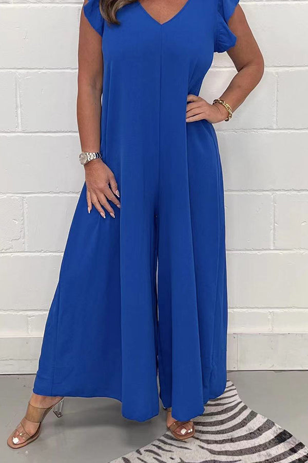 Loose casual short sleeved long jumpsuit