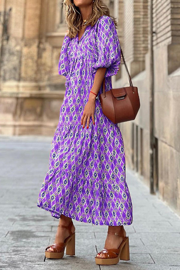 Short Sleeve Midi Bohemian Dress