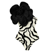 Vioye Exaggerated 3D Flower Printed One Piece Swimsuit and Skirt