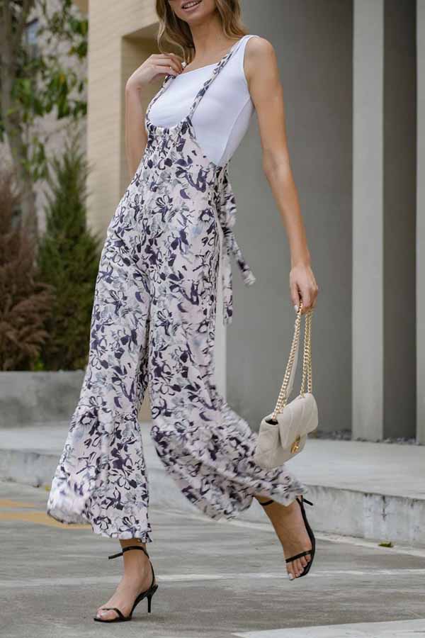 Loose Ladies Thin Printed Wide Leg Casual Pants