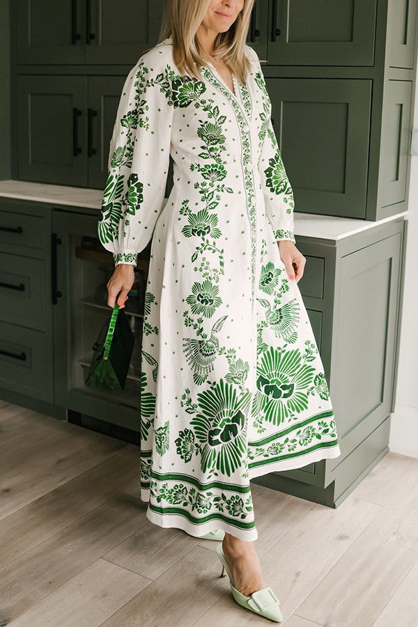 Einzigartiges Maxikleid mit Knopfleiste und langen Ärmeln