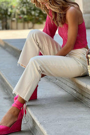 Summer Sweet rose red Hollow Crochet Top