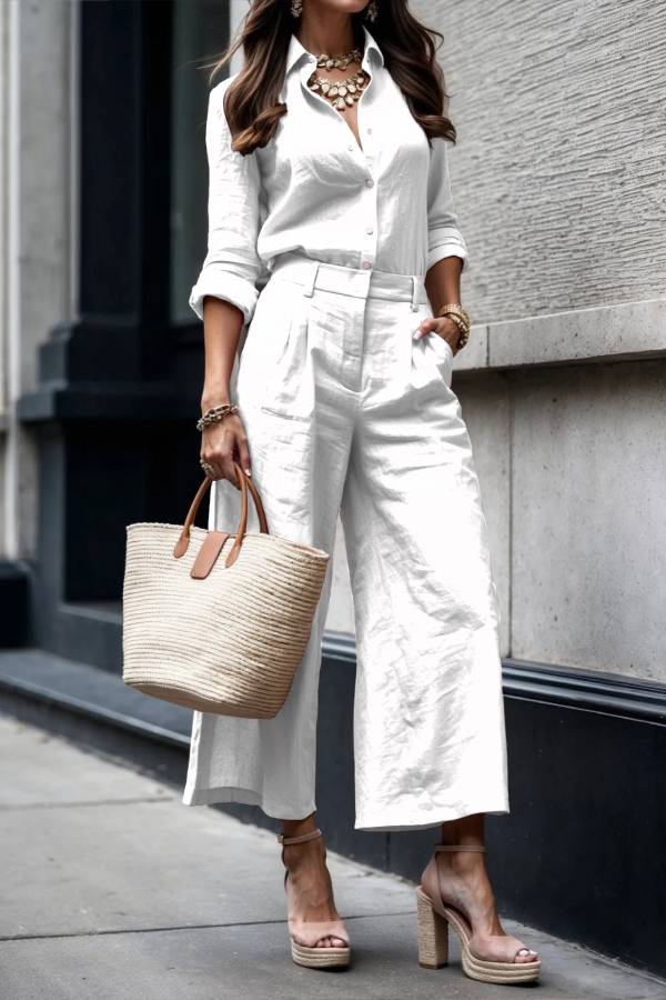 Pink Capri Pants and Loose Shirt Set