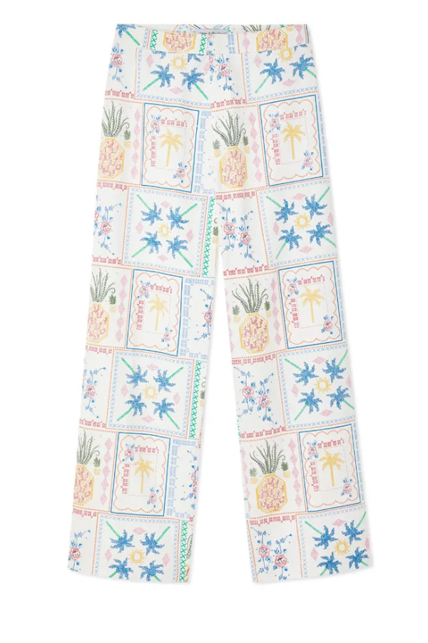 Holiday Coconut Tree Pineapple Print Shirt & Pants Two-Piece Set