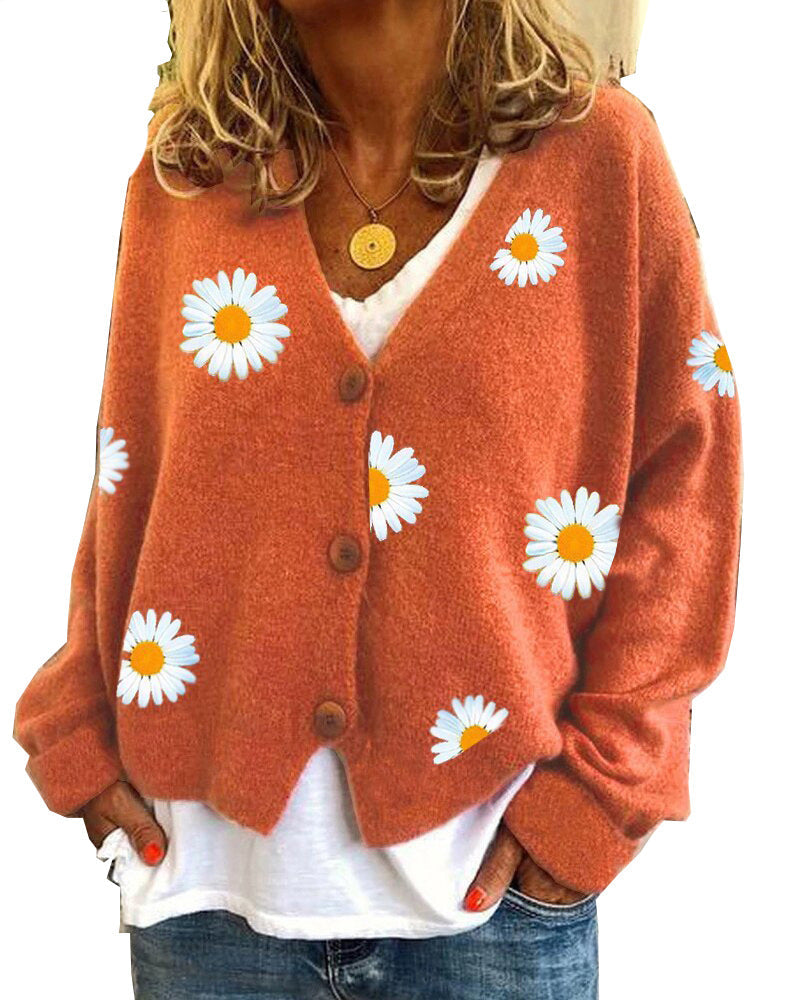 Cardigan femme en pull chrysanthème