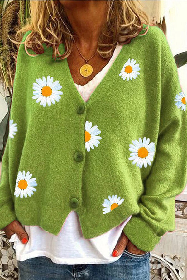 Cardigan femme en pull chrysanthème