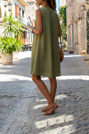 Solid Color A Hem Loose Pocket Dress