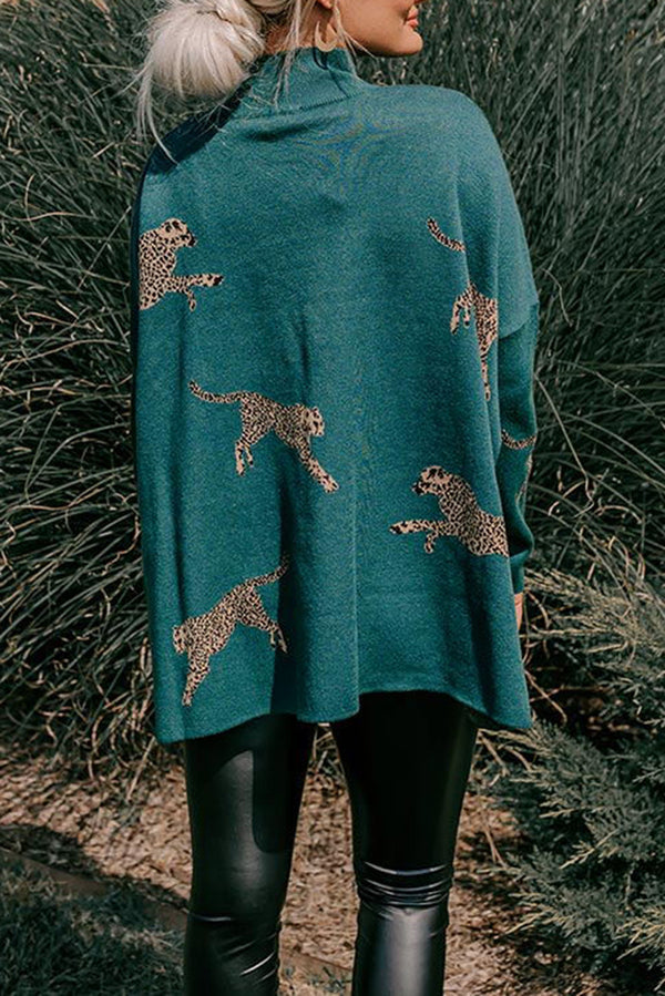 SWEAT-SHIRT LÉOPARD CONFORTABLE ET DOUX AVEC FENTES