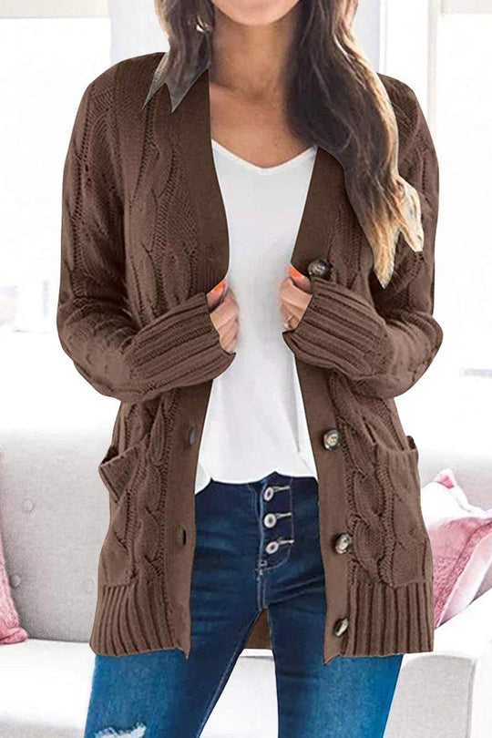 Cardigan épais en tricot de couleur unie à boutons