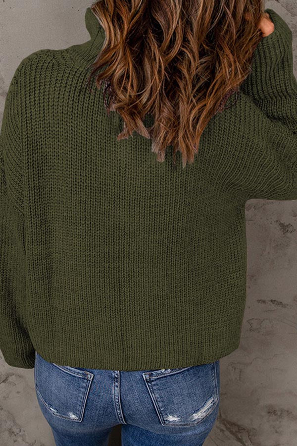 pull ample à col roulé de couleur unie