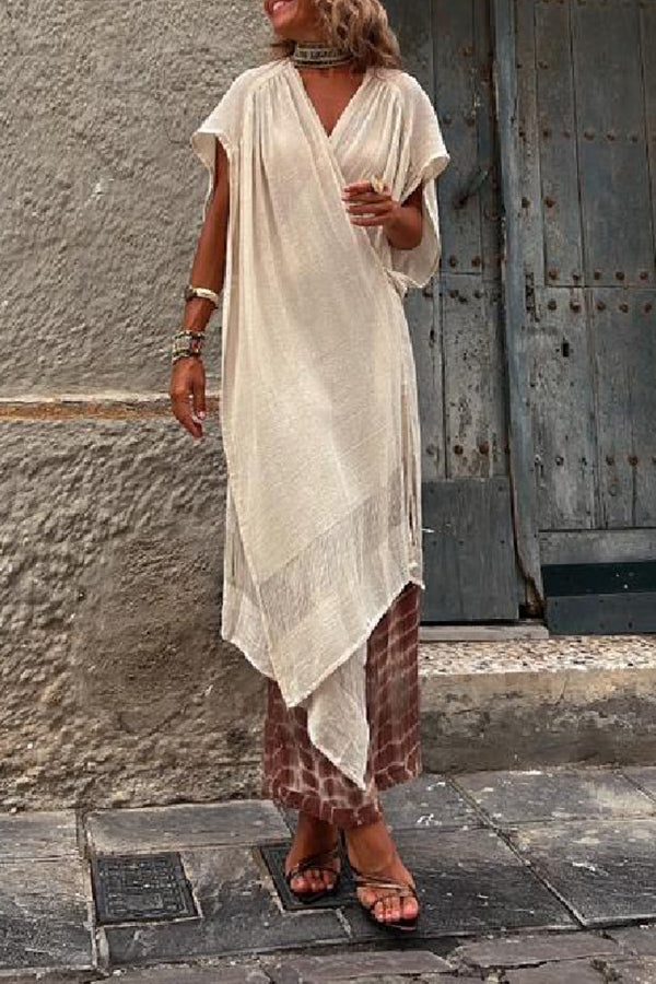 UBUD beige linen gown
