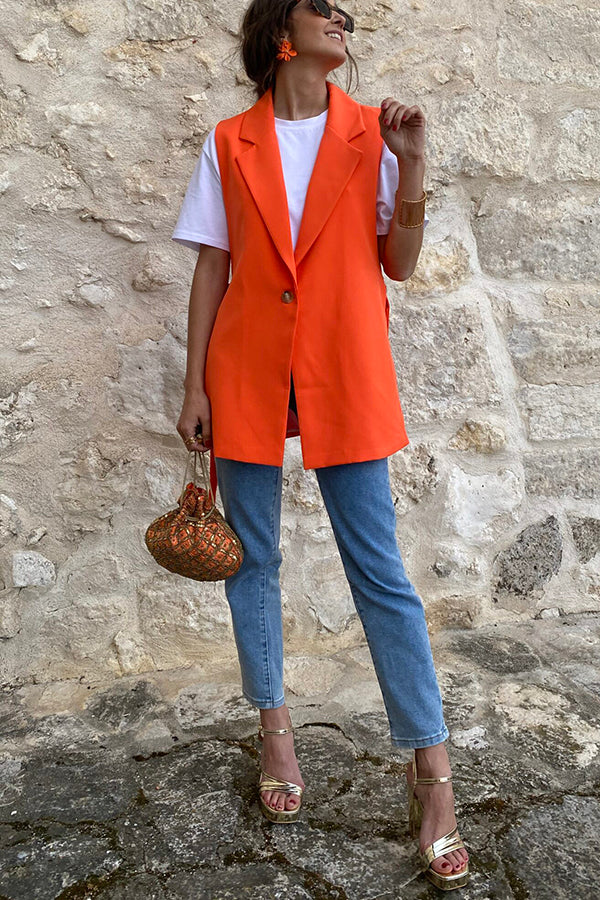 Confessions de mode : gilet blazer décontracté à revers et bretelles latérales