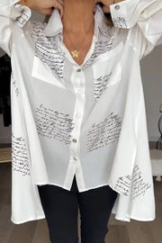 Letter Print Fashion Lapel Shirt