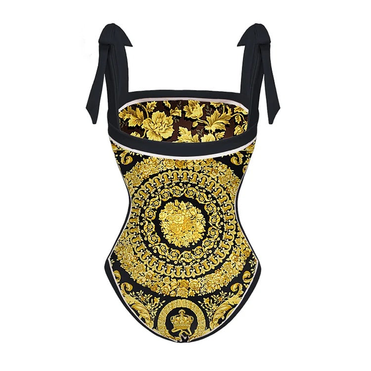 swimgirls Wendbarer Badeanzug mit Schleife und Schulterschnürung, einteilig, und Sarong 