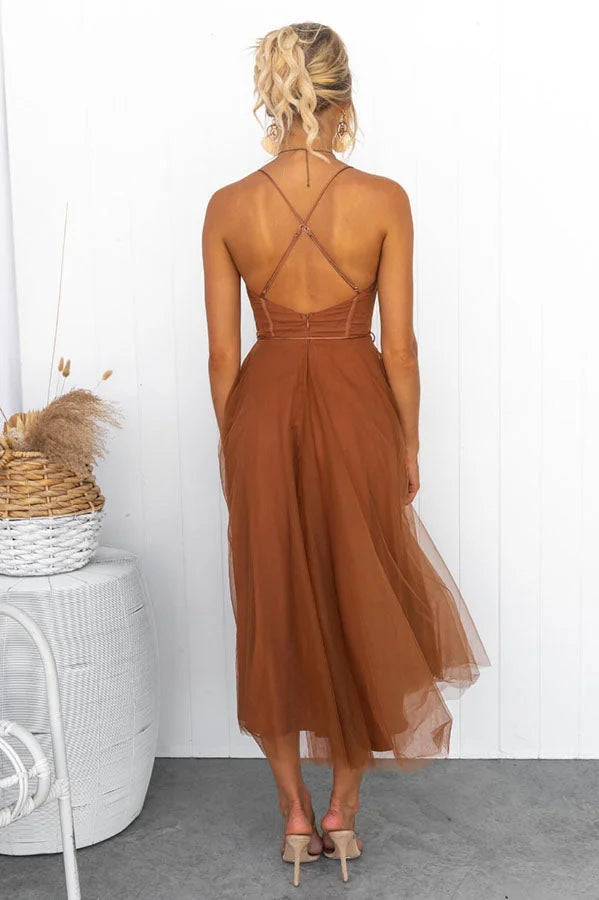 Robe longue de soirée à bretelles en mousseline de soie de princesse moderne 