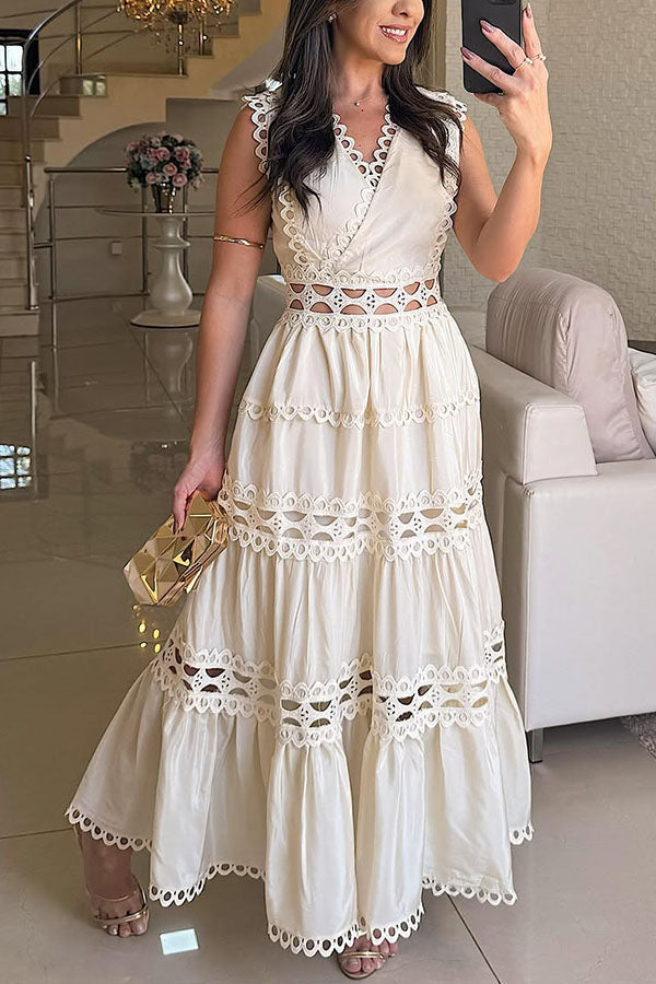 Robe longue trapèze à découpes en dentelle crochetée Eternal Grace