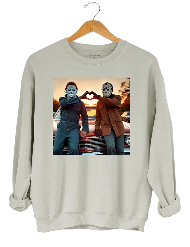 Jason and Michael Halloween Heart Hands Sweatshirt
