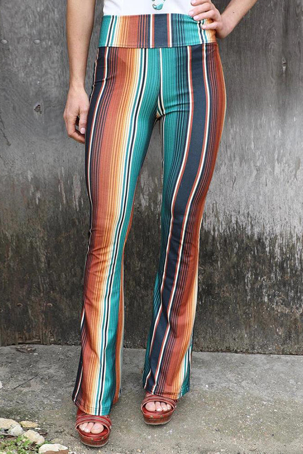 Modische, enge Freizeithose mit hoher Taille und Schlaghose 