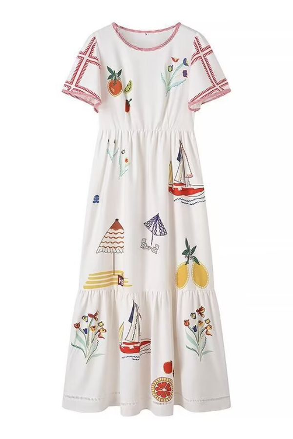 Langes Kleid mit Street Fashion-Print