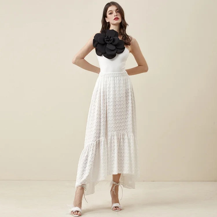 Maillot de bain une pièce et jupe/pantalon à fleurs 3D exagérées 