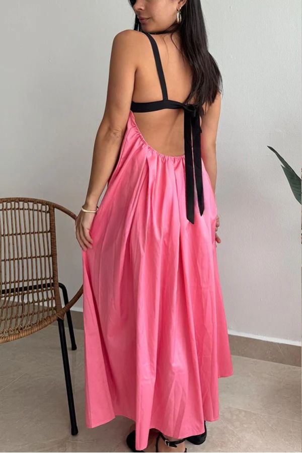 Sexy ärmelloses, rückenfreies Maxikleid mit Schnürung
