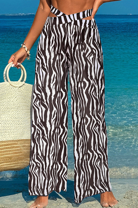 Leopard print suspender swimsuit three-piece swimsuit