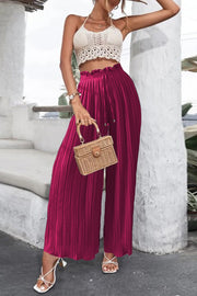 High Waist Casual Pants Drape Pleated Wide Leg Trousers