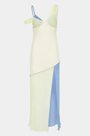 Grace and Effortless Colour Block Panels Chiffon Hem Midi Dress