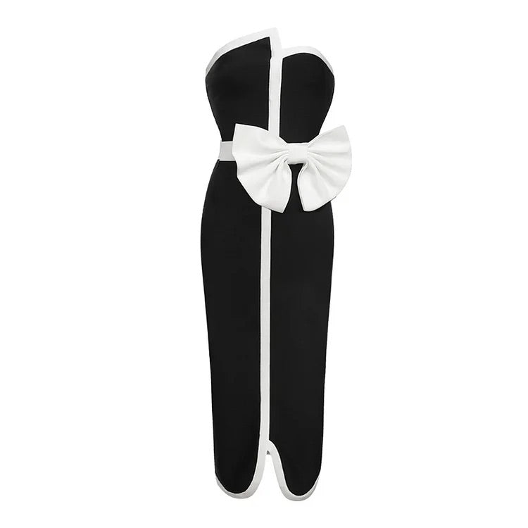 Maillot de bain une pièce avec nœud papillon et jupe à épaules dénudées 