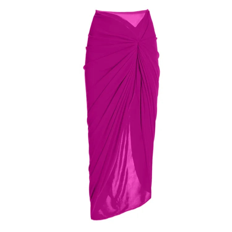 Maillot de bain une pièce à volants asymétriques et sarong 
