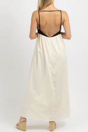 Linen Blend Sexy Sling Backless Contrast Maxi Dress