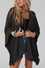 Textured Lace Trim Open Front Kimono Cardigan