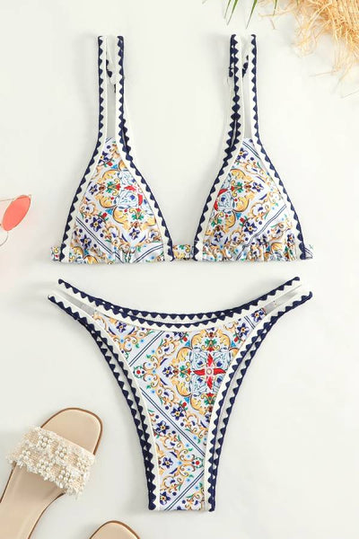 Printed two-piece sexy fresh swimsuit