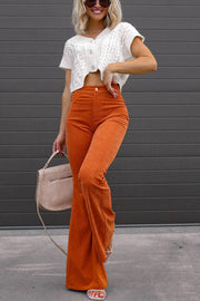 Autumn Mood Corduroy Pocketed Flare Pants