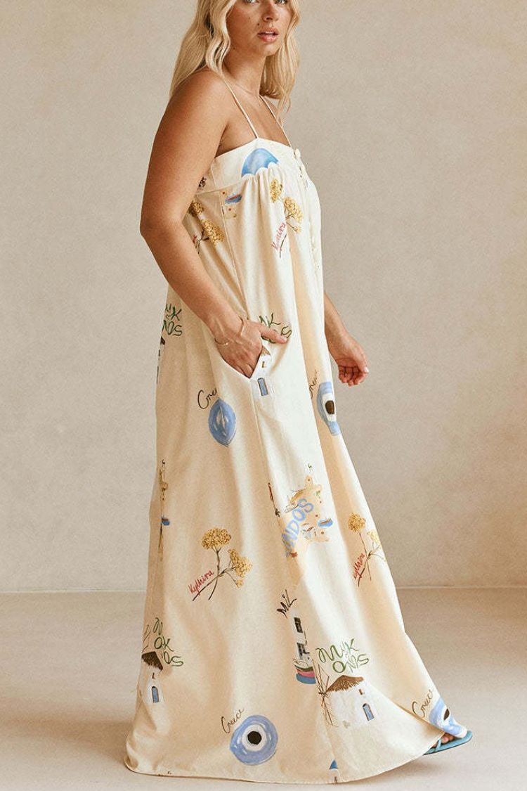 Robe longue ample dos nu en lin mélangé pour les fêtes