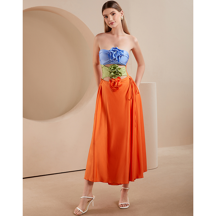 Maillot de bain une pièce et jupe à fleurs 3D 