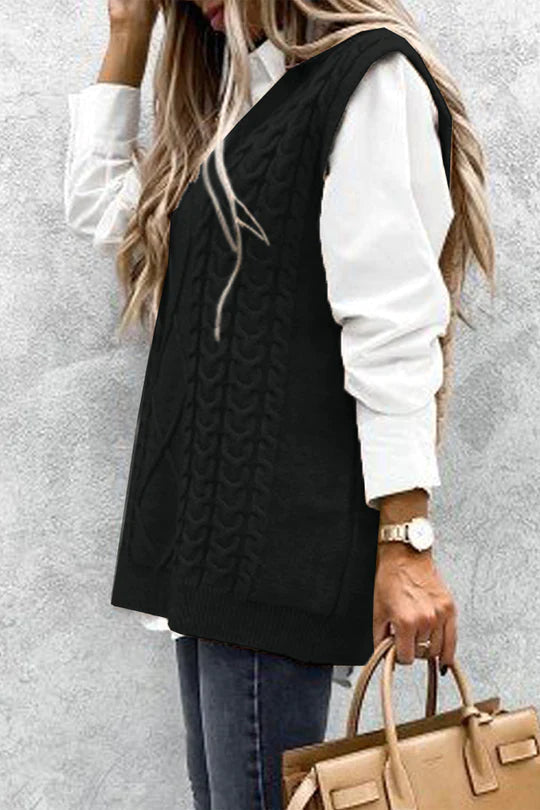 Gilet surdimensionné, pull en tricot, débardeur, tenue d'automne