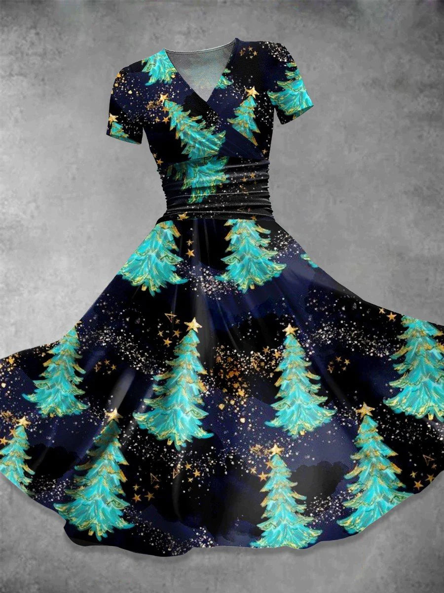Women's Christmas Tree Print Casual Dress