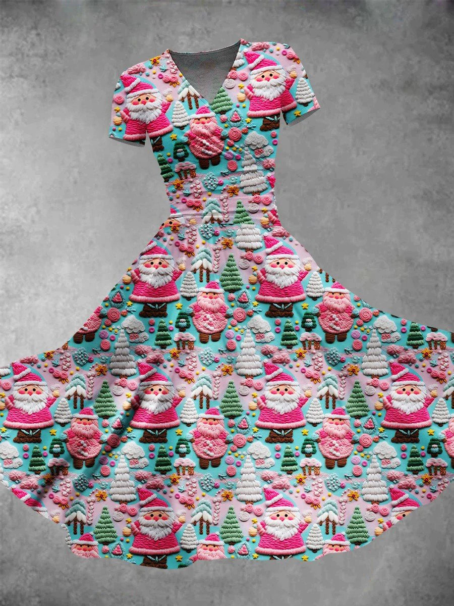 Women's Christmas Gift Santa Christmas Tree Print Design Maxi Dress