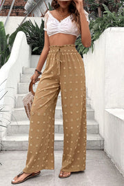 High Waist Jacquard Wide Leg Pants Casual Trousers