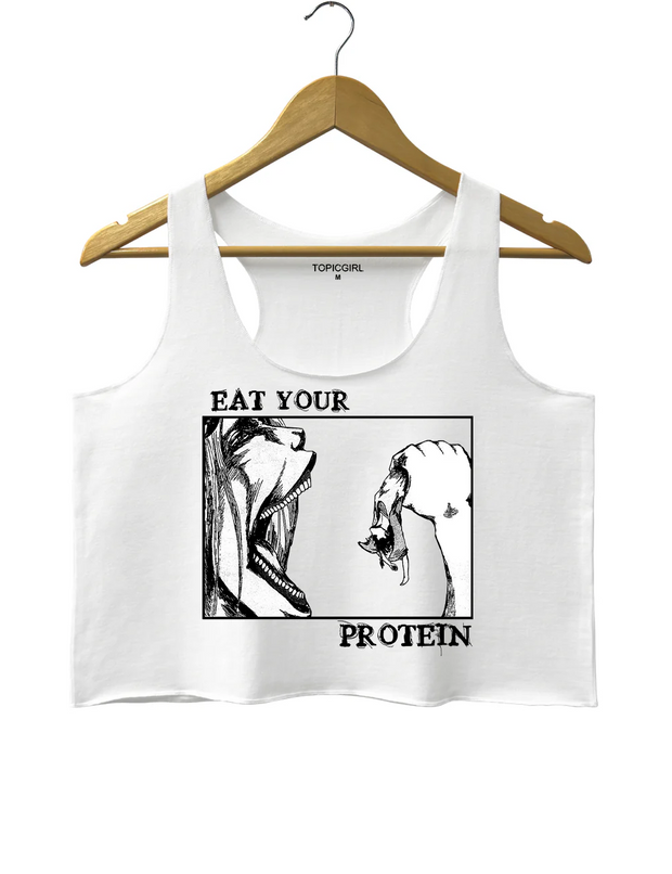 Attack On Titan Eat Your Protein Crop Tank Top