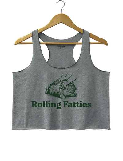 Cat Rolling Fatties Crop Tank Top