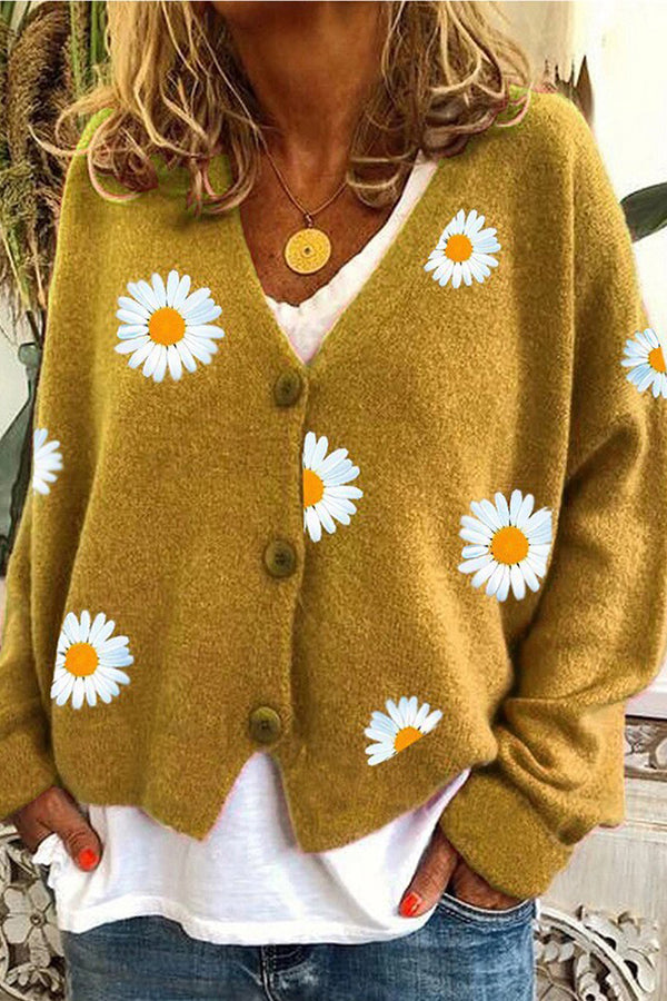 Cardigan femme en pull chrysanthème